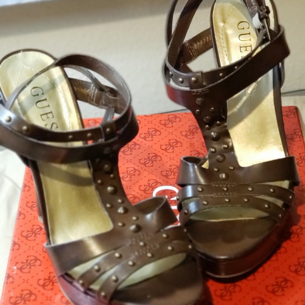 Guess Medium Brown LL Platforms Heels